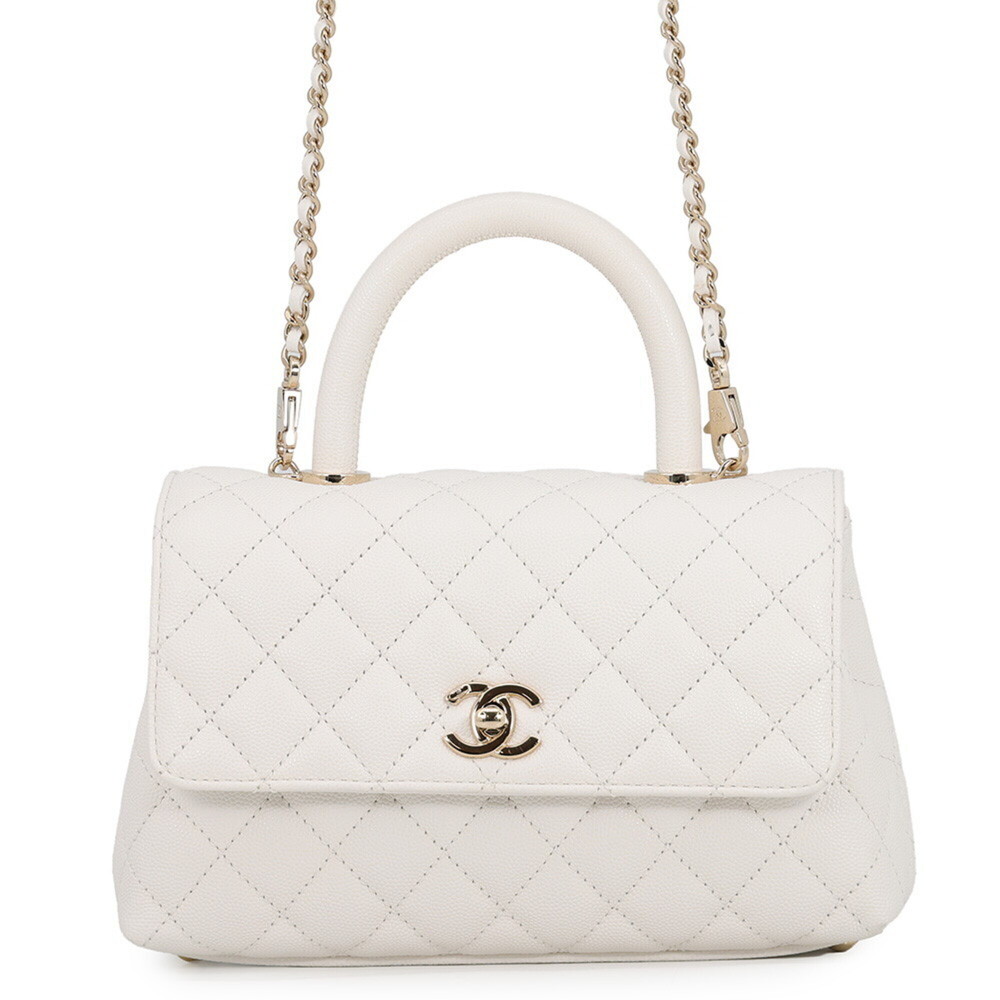 Chanel Matelassé handbag, Coco Mark, Handle, Caviar Skin, A92990, CHANEL 2-wa...